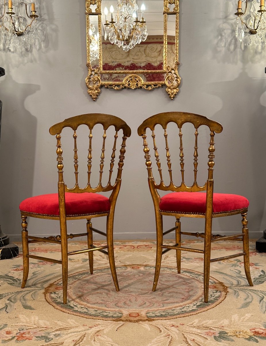 Pair Of Golden Wood Chairs From Napoleon III Period Circa 1870-photo-1