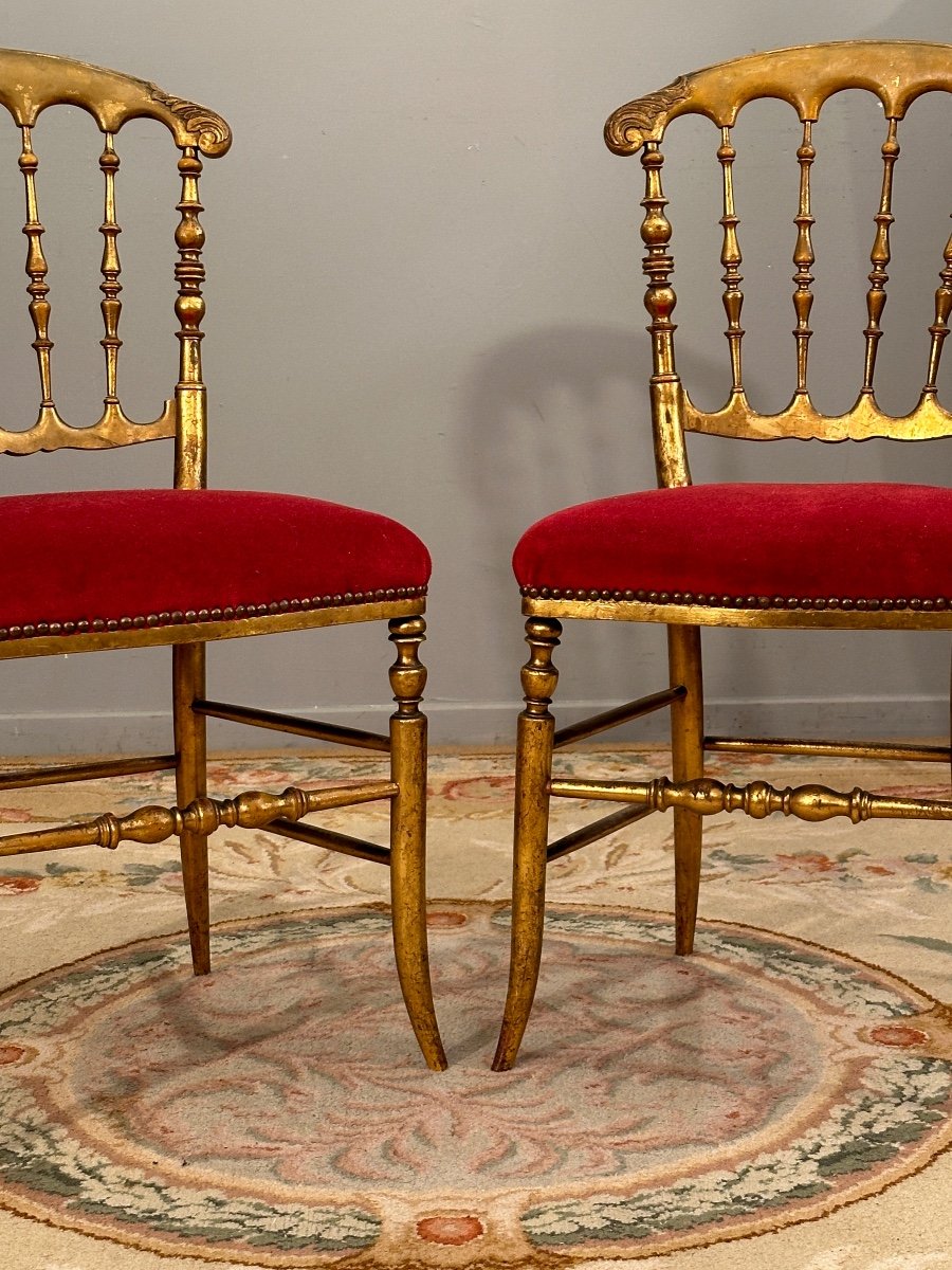 Pair Of Golden Wood Chairs From Napoleon III Period Circa 1870-photo-3