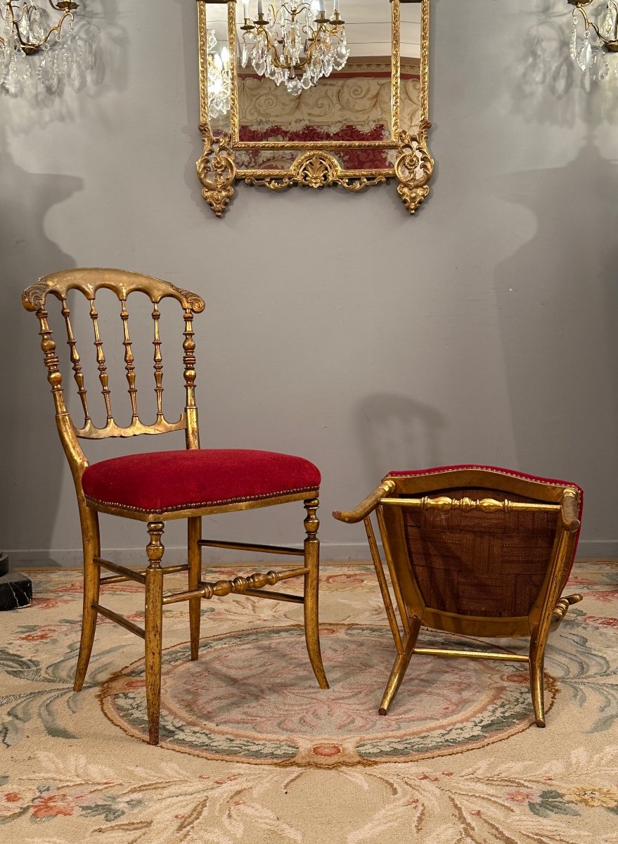 Pair Of Golden Wood Chairs From Napoleon III Period Circa 1870-photo-4
