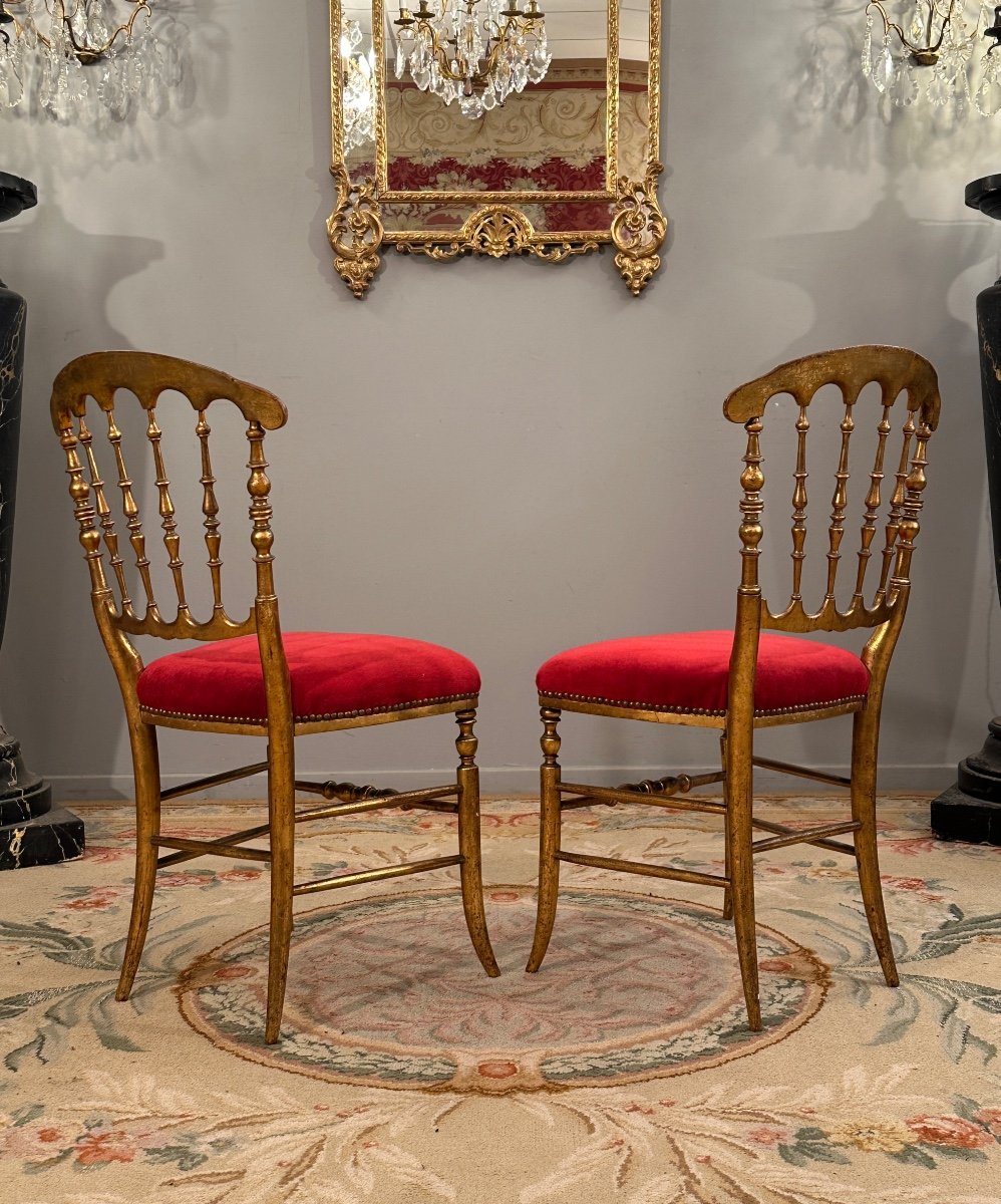 Pair Of Golden Wood Chairs From Napoleon III Period Circa 1870-photo-5