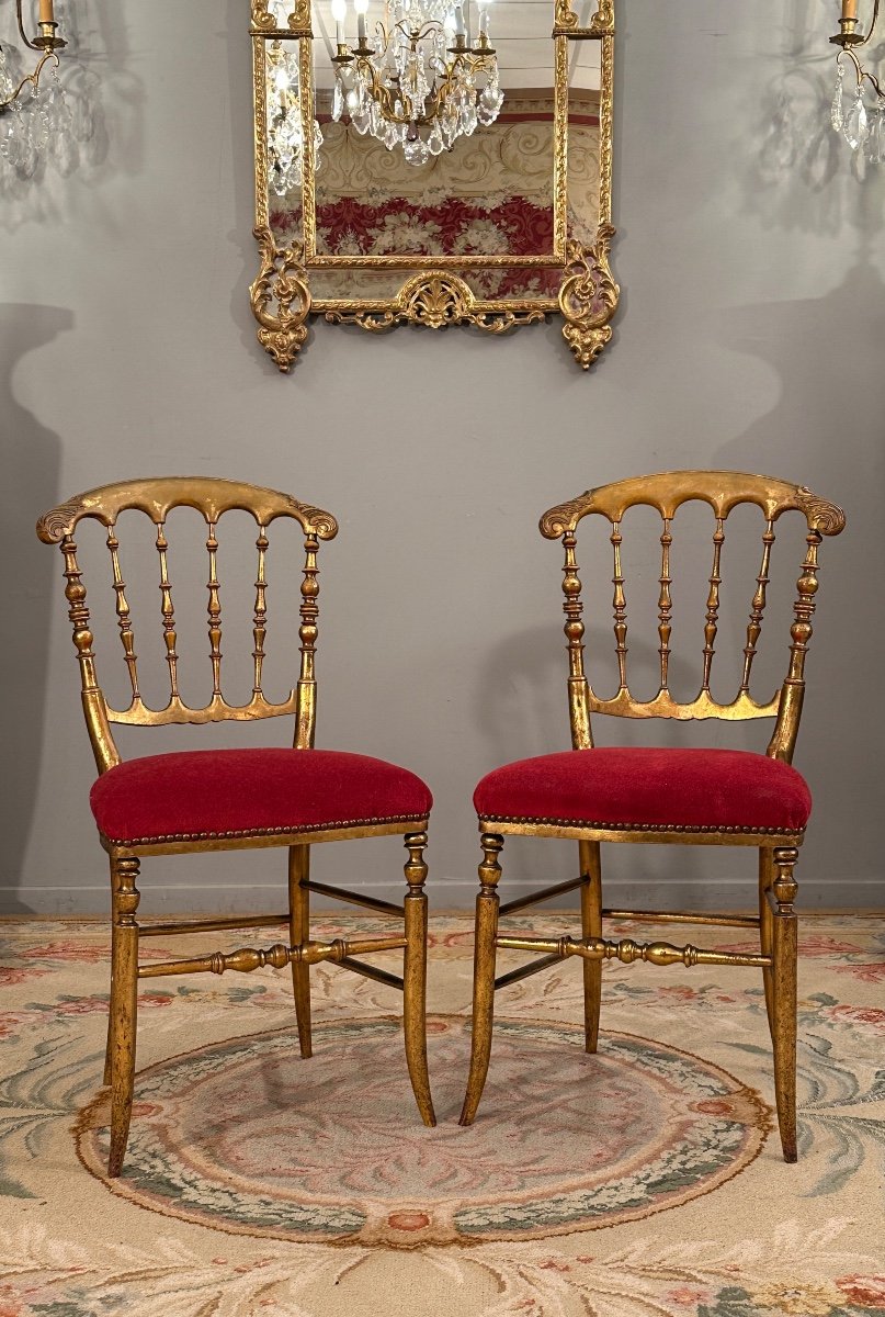 Pair Of Golden Wood Chairs From Napoleon III Period Circa 1870