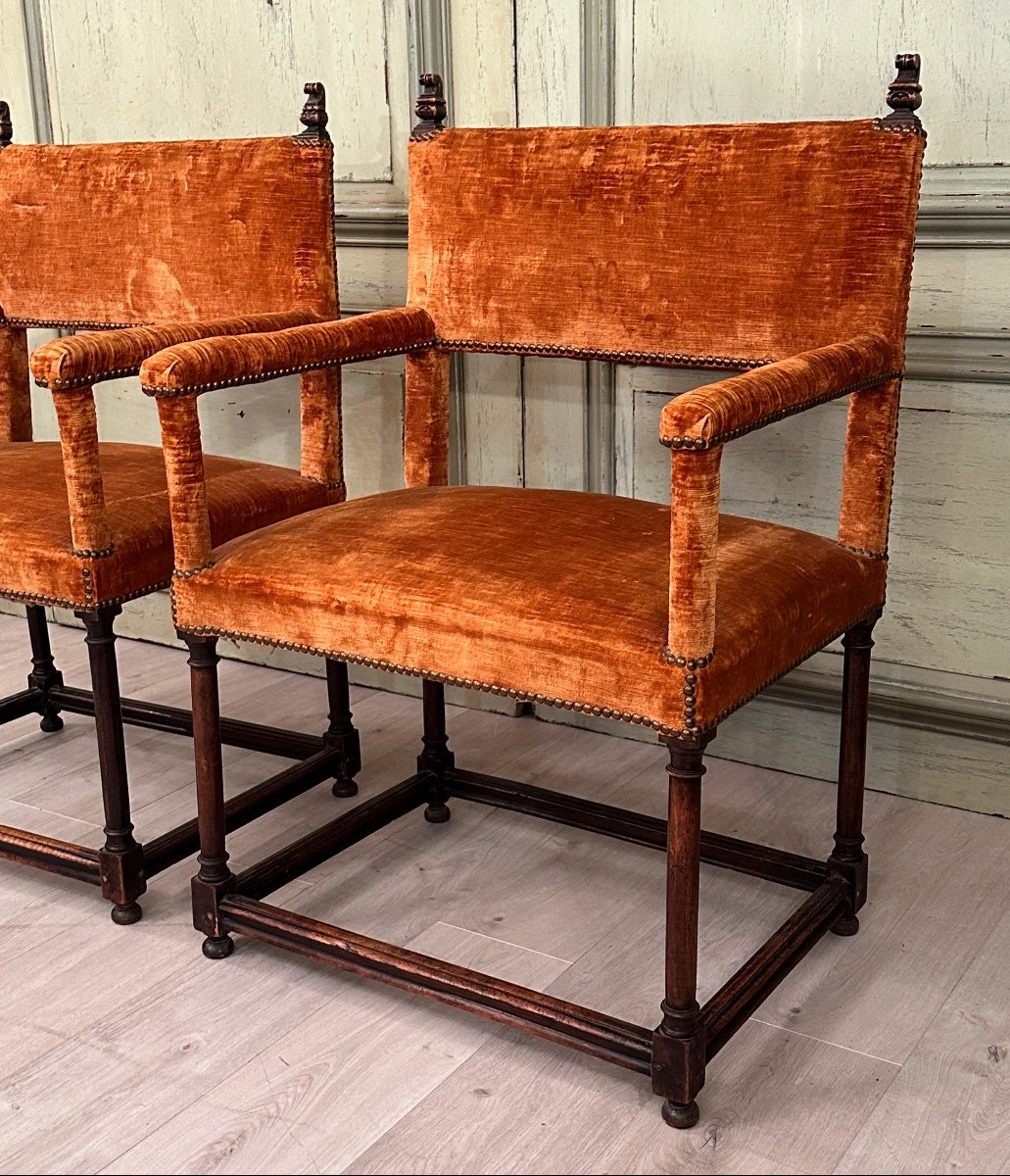 Pair Of Ceremonial Arm Chairs From Renaissance Period 16th Century-photo-5