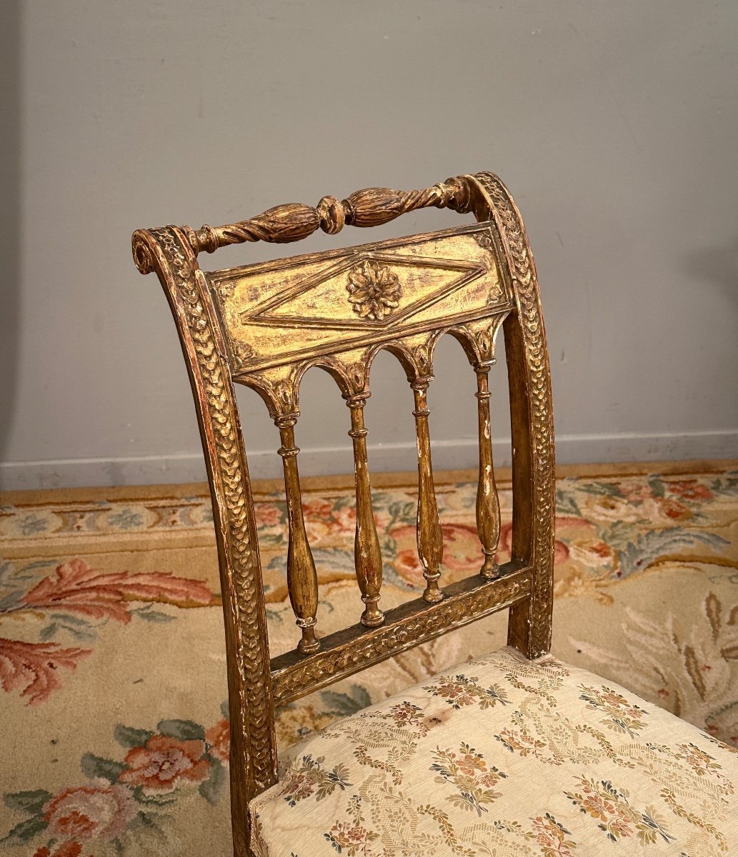 Pair Of Louis XVI Period Gilded Wood Chairs Circa 1780-photo-4