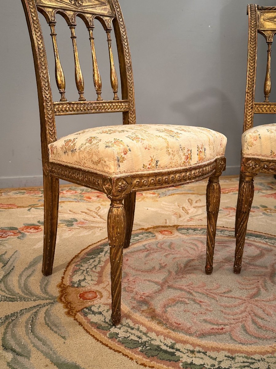 Pair Of Louis XVI Period Gilded Wood Chairs Circa 1780-photo-2