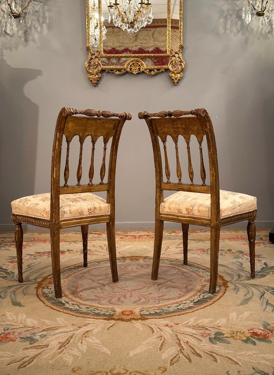 Pair Of Louis XVI Period Gilded Wood Chairs Circa 1780-photo-3