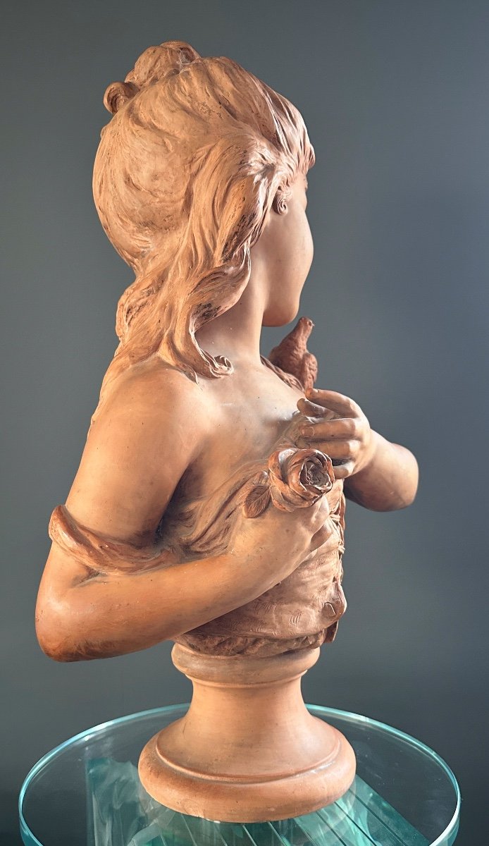 Hippolyte Moreau, Sculpture Buste De Jeune Fille Epoque XIXème-photo-2