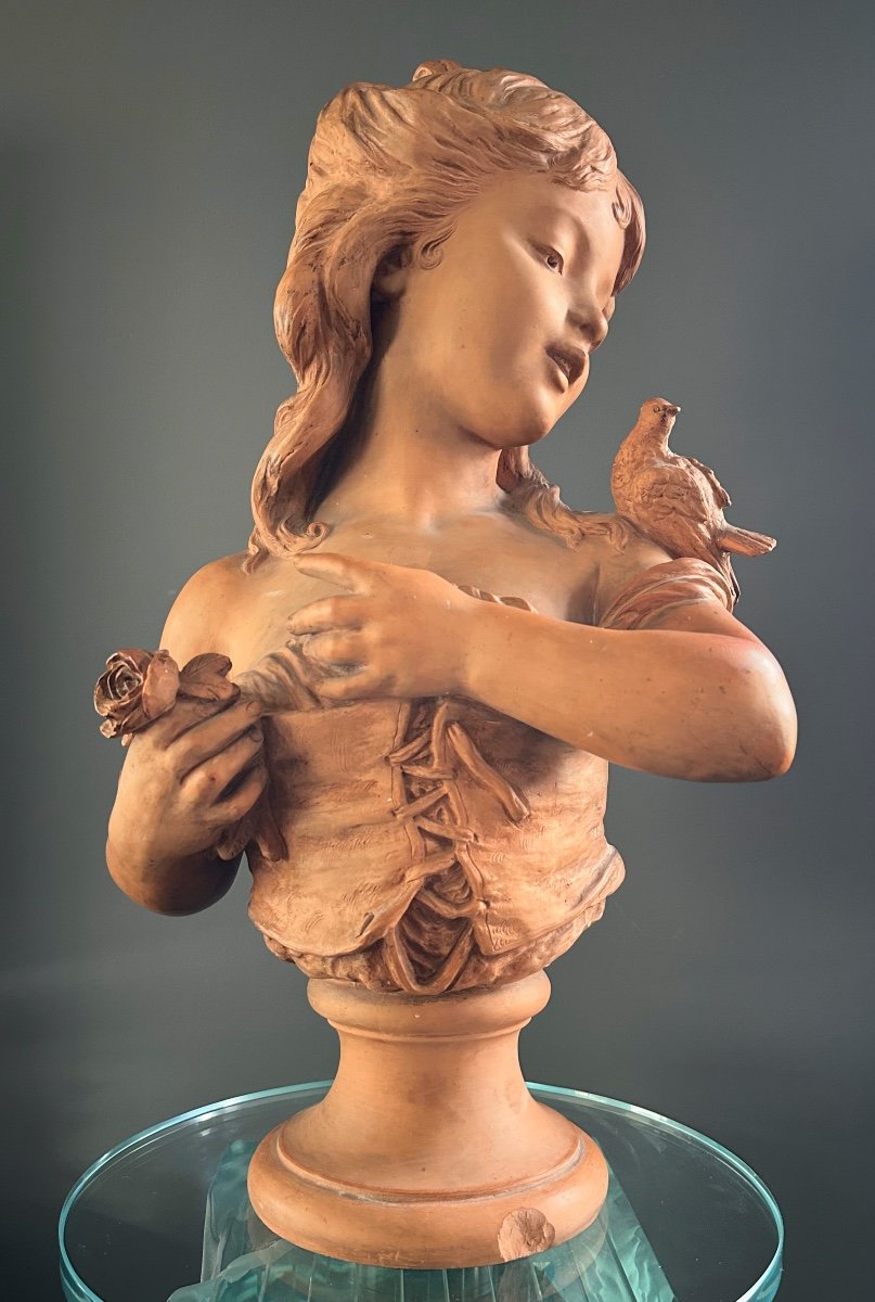 Hippolyte Moreau, Sculpture Buste De Jeune Fille Epoque XIXème-photo-4