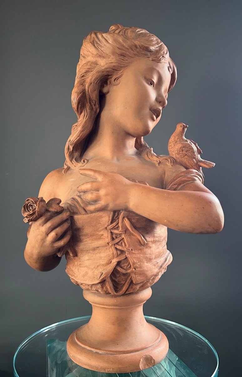 Hippolyte Moreau, Sculpture Buste De Jeune Fille Epoque XIXème-photo-1