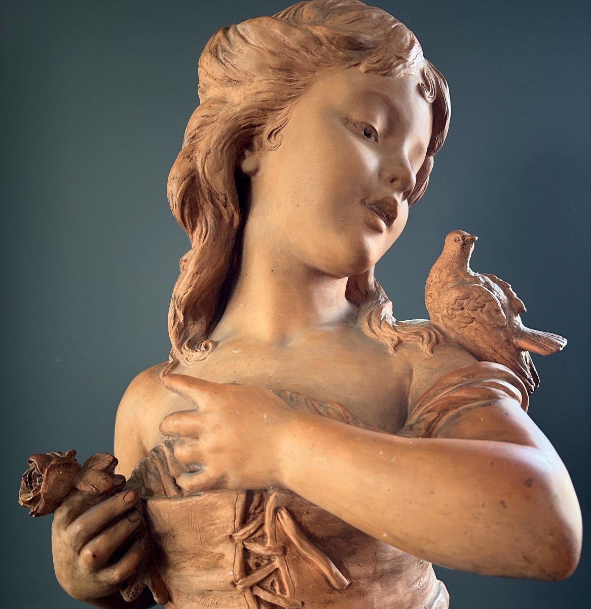 Hippolyte Moreau, Sculpture Buste De Jeune Fille Epoque XIXème-photo-5