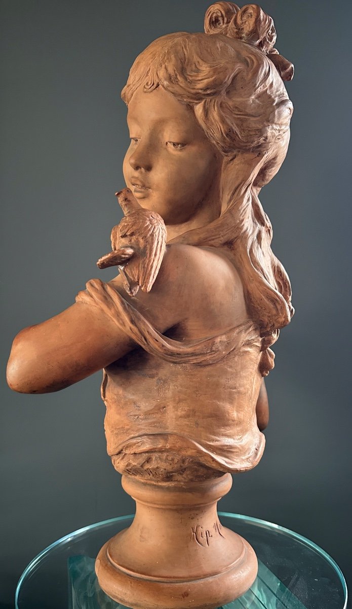 Hippolyte Moreau, Sculpture Buste De Jeune Fille Epoque XIXème-photo-6