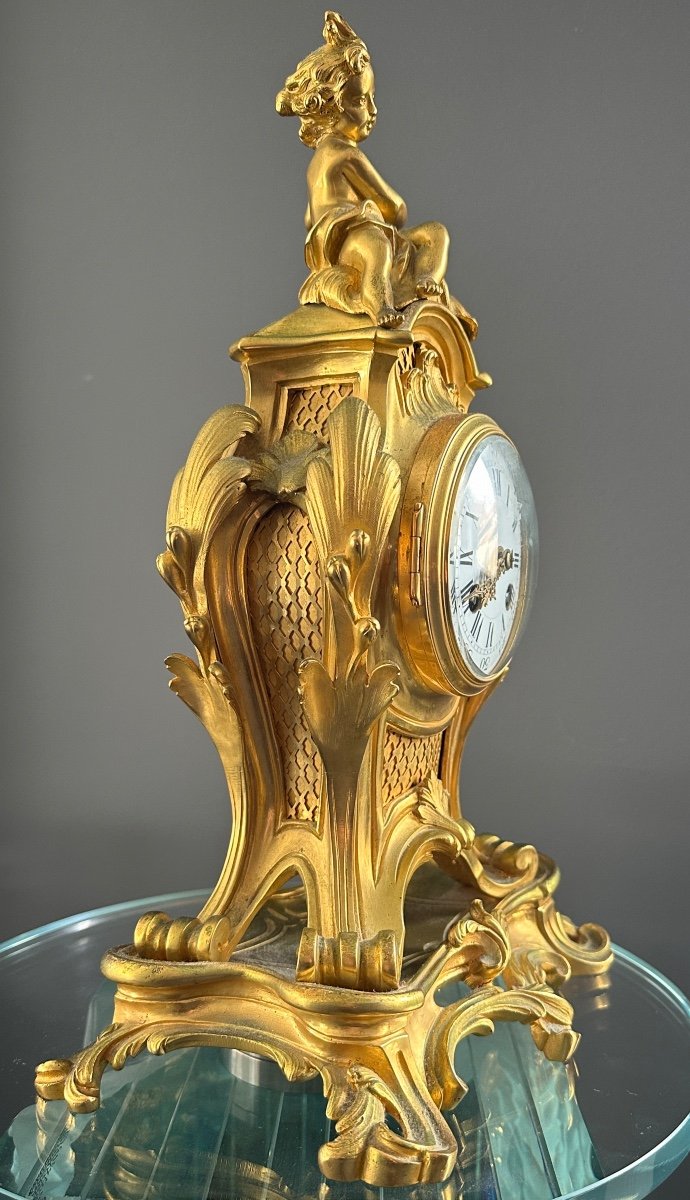 Louis XV Style Gilt Bronze Pendulum, 19th Century-photo-2