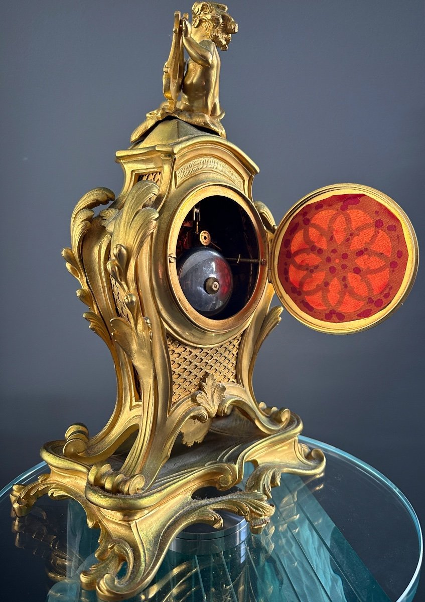 Louis XV Style Gilt Bronze Pendulum, 19th Century-photo-4