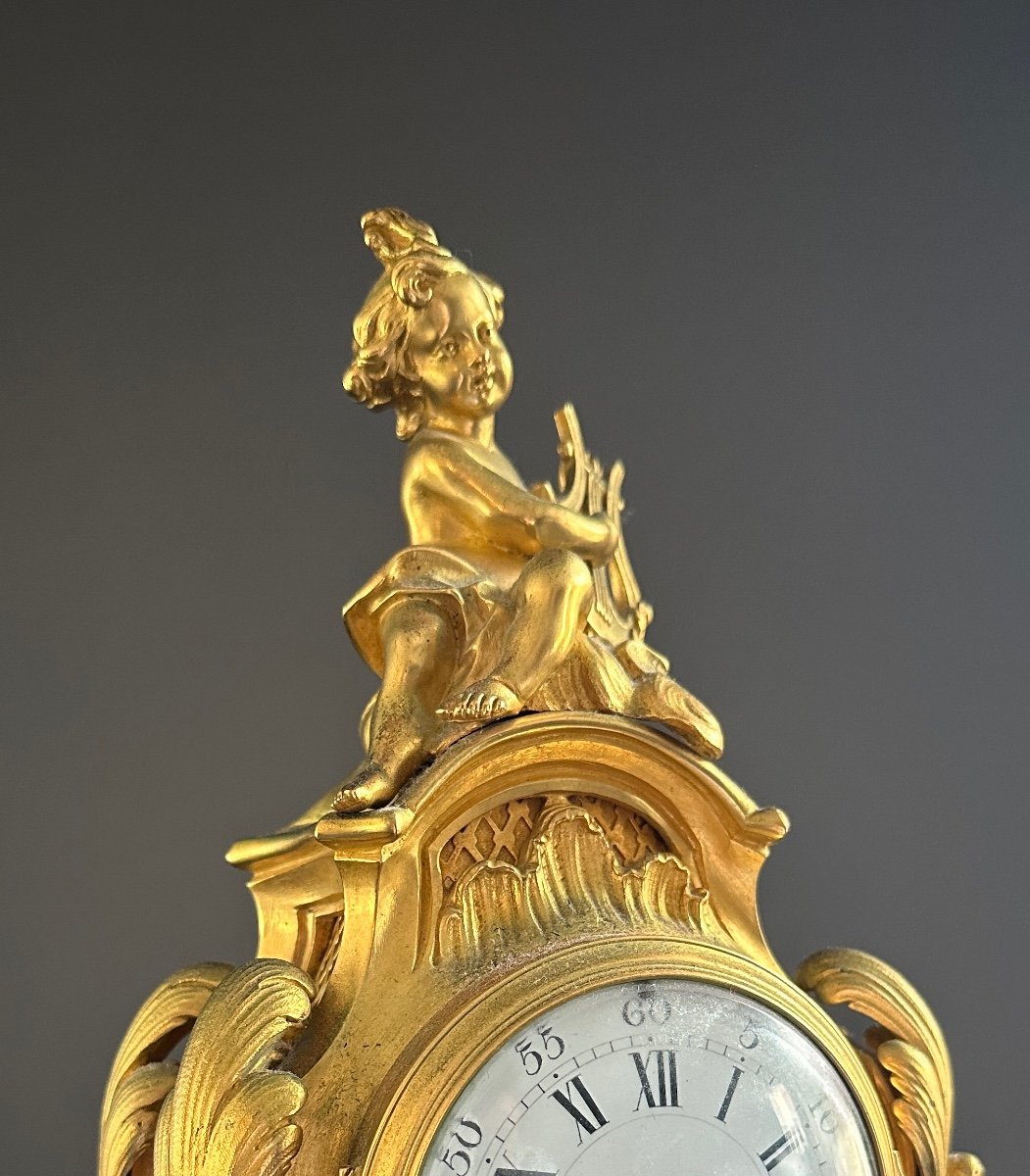 Louis XV Style Gilt Bronze Pendulum, 19th Century-photo-1