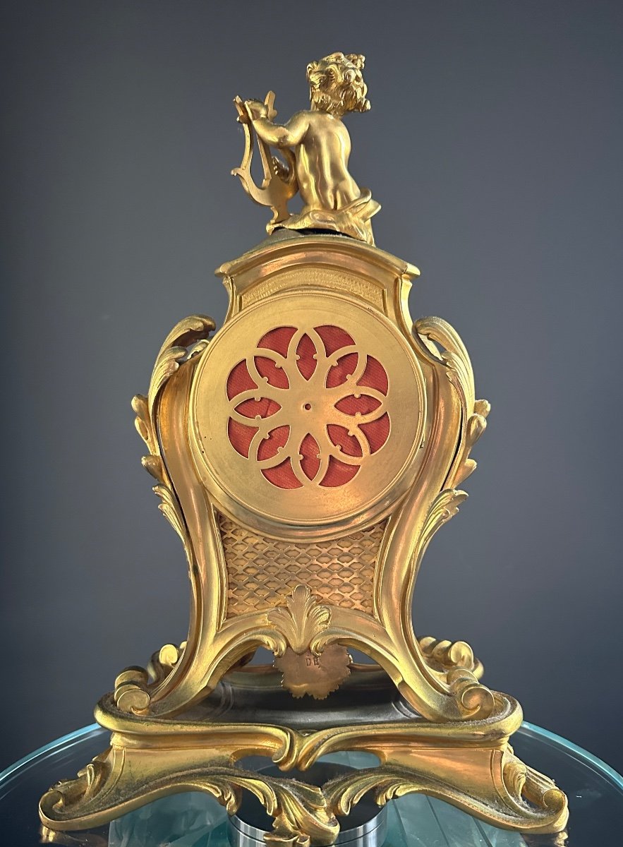 Louis XV Style Gilt Bronze Pendulum, 19th Century-photo-3