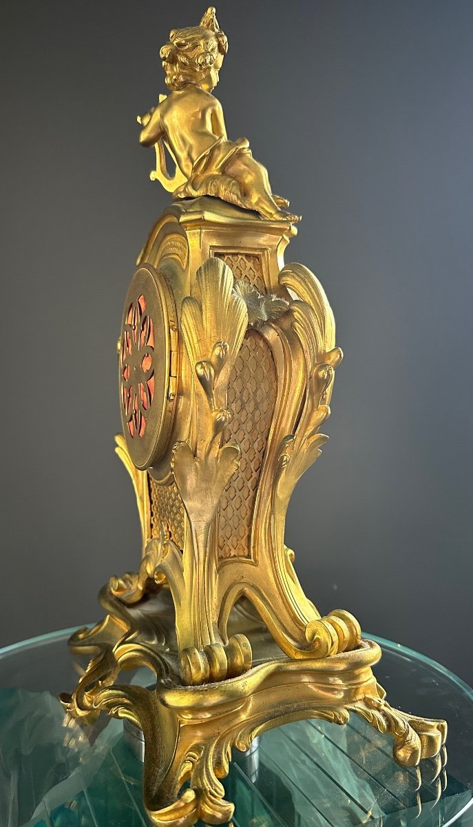 Louis XV Style Gilt Bronze Pendulum, 19th Century-photo-6