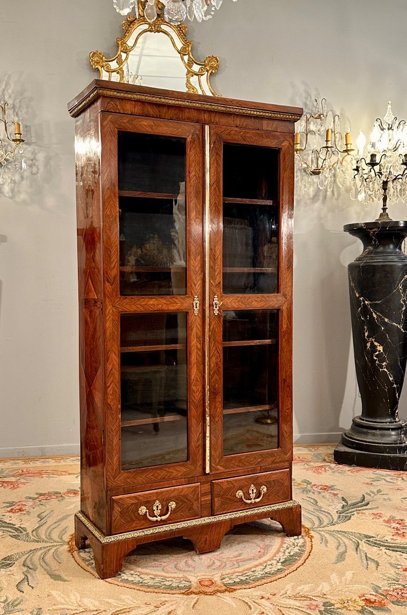 Louis XIV Period Marquetry Showcase Library, Circa 1680