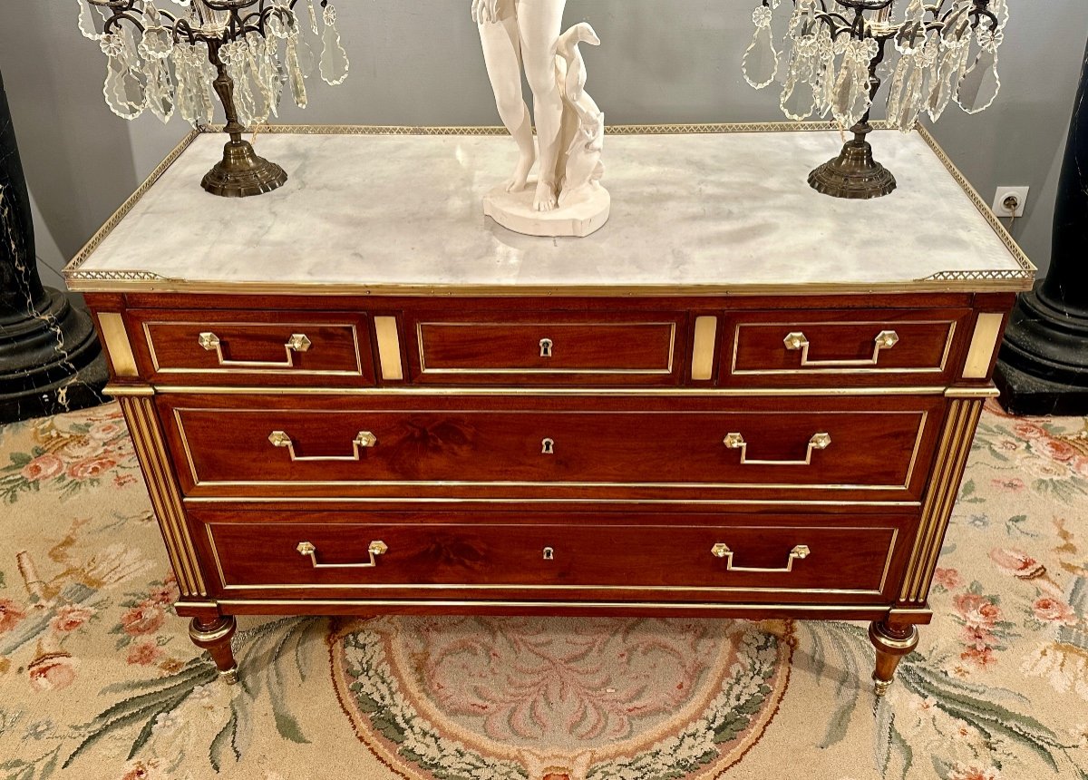Louis XVI Period Mahogany Officer's Commode Circa 1780-photo-2