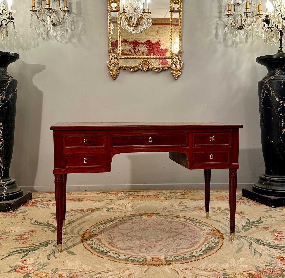 Nicolas Petit, Stamped Mahogany Flat Desk From Louis XVI Period Circa 1770-photo-2