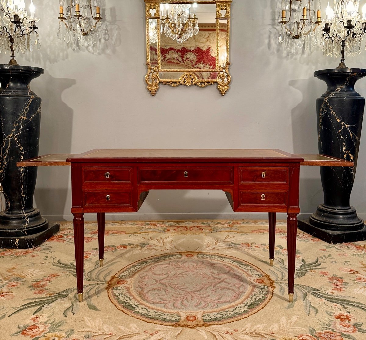 Nicolas Petit, Stamped Mahogany Flat Desk From Louis XVI Period Circa 1770-photo-4