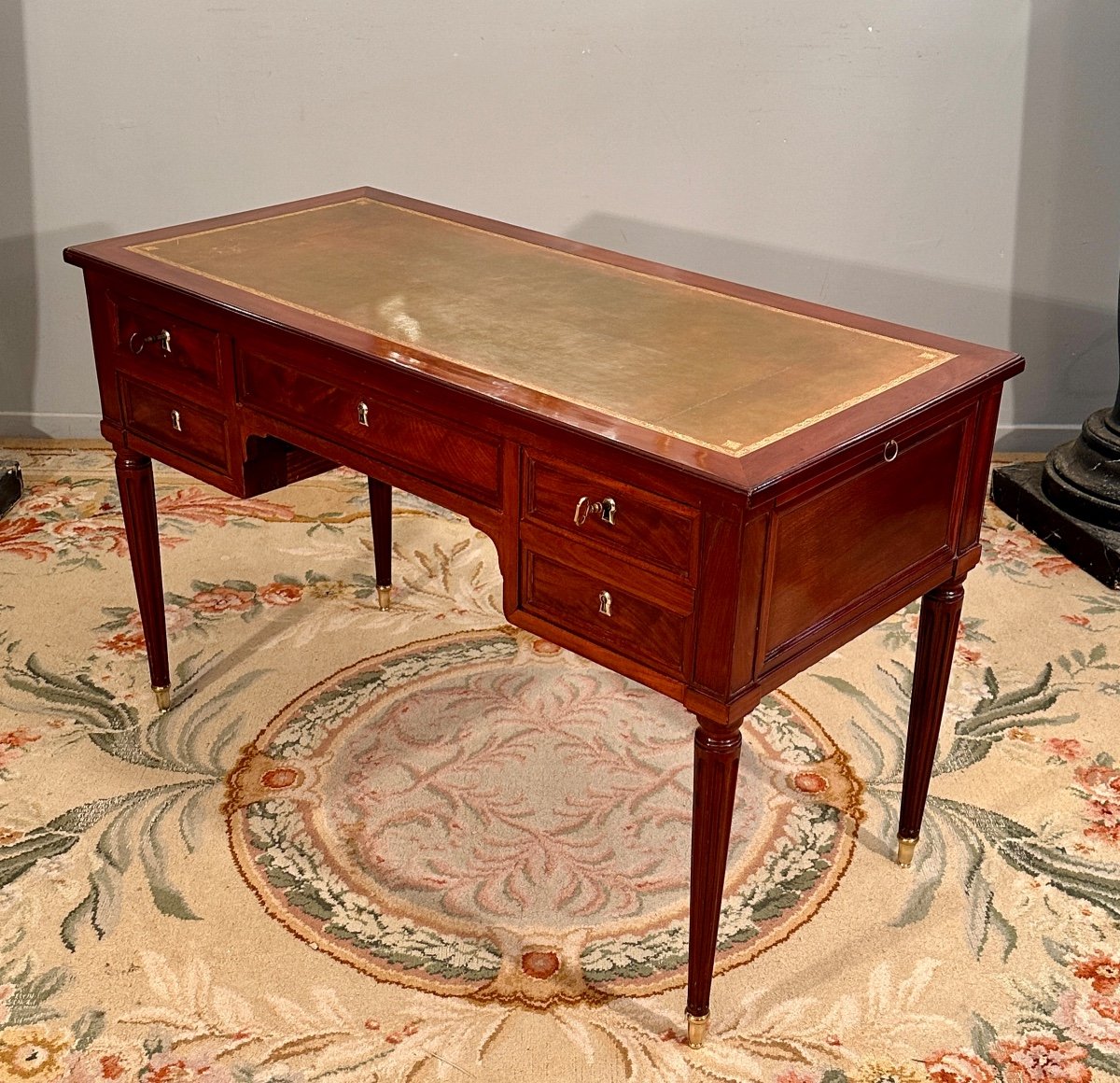 Nicolas Petit, Stamped Mahogany Flat Desk From Louis XVI Period Circa 1770-photo-1