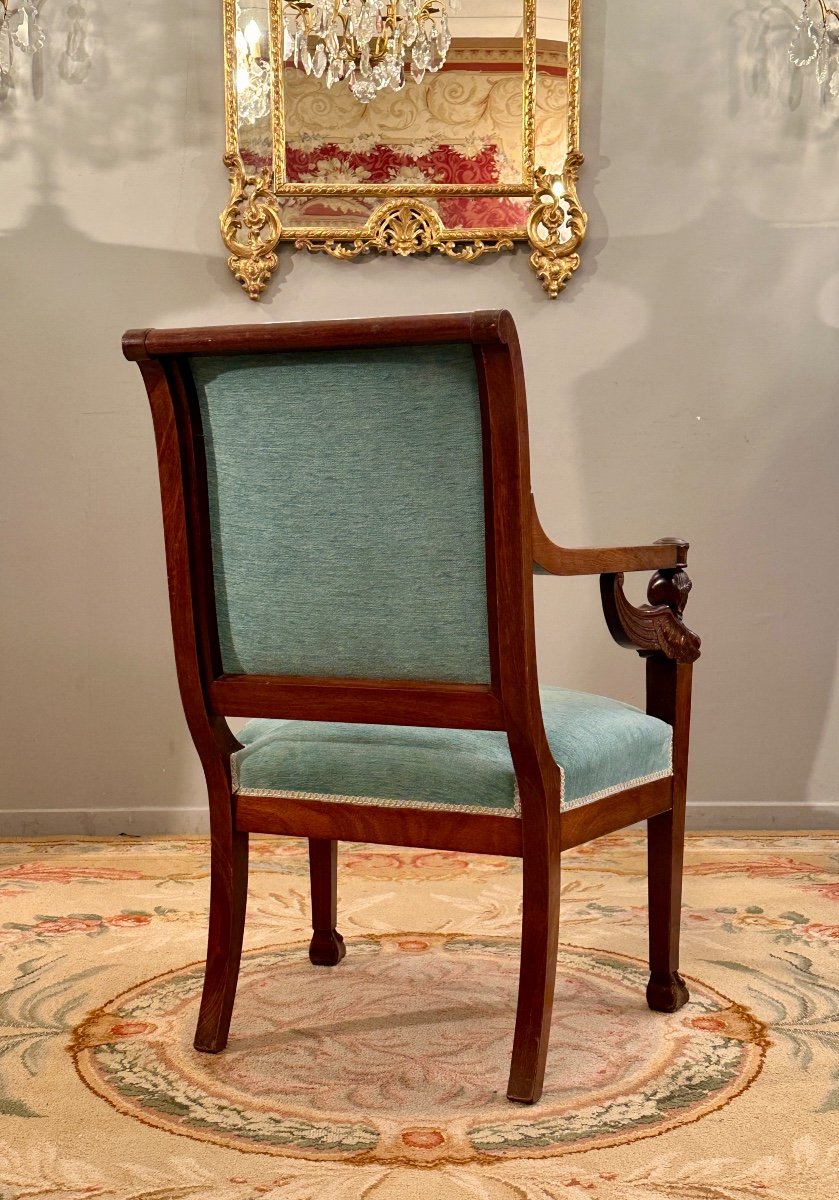 Empire Style Mahogany Armchair Return From Egypt 19th Century-photo-2