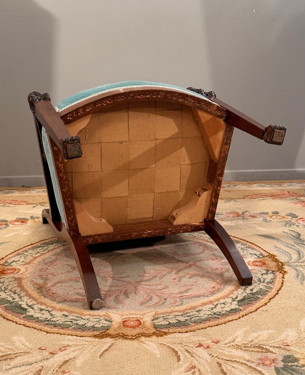 Empire Style Mahogany Armchair Return From Egypt 19th Century-photo-3