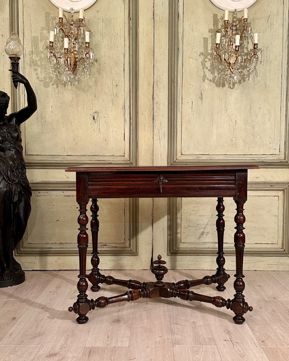 Writing Table In Walnut From Louis XIII XVIIth Century-photo-2