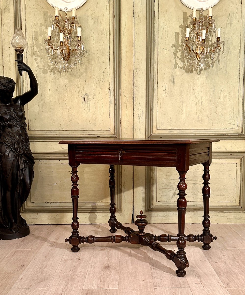 Writing Table In Walnut From Louis XIII XVIIth Century-photo-3