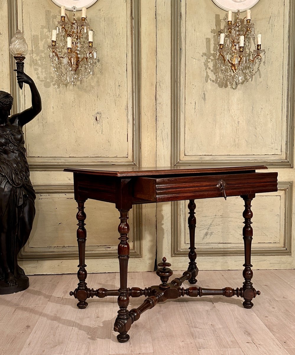Writing Table In Walnut From Louis XIII XVIIth Century-photo-7