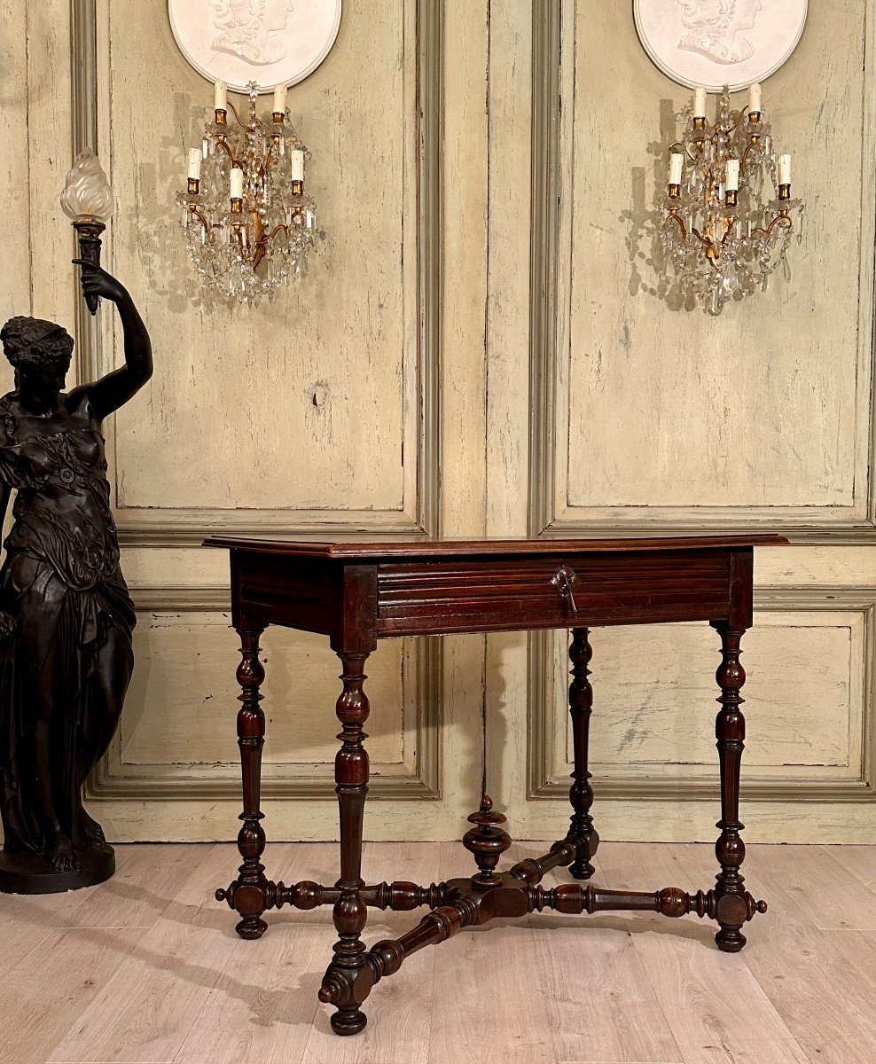 Writing Table In Walnut From Louis XIII XVIIth Century