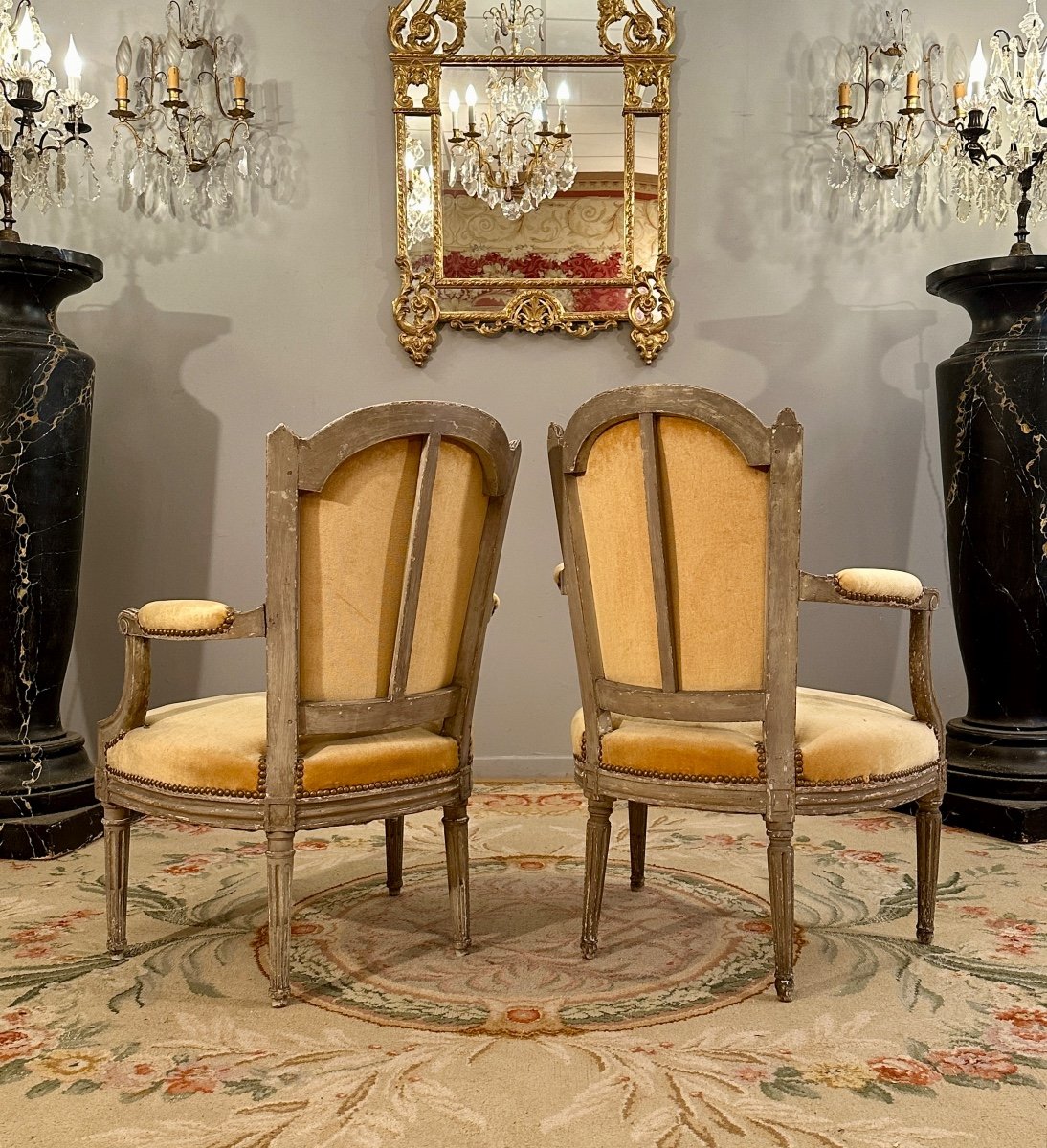 Pair Of Armchairs In Lacquered Wood, Louis XVI Period Circa 1780-photo-4