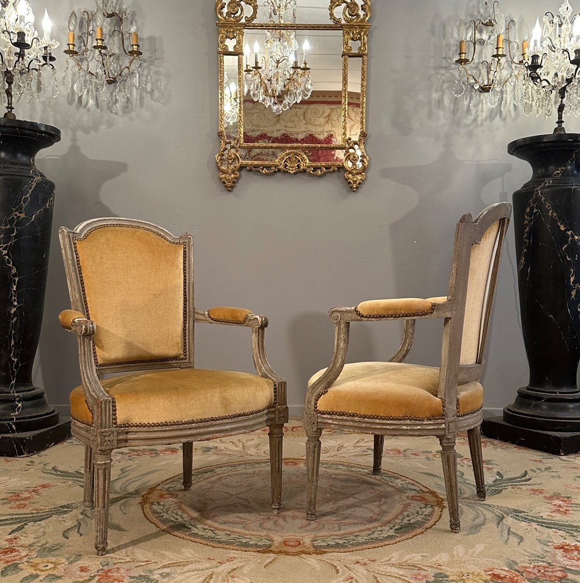 Pair Of Armchairs In Lacquered Wood, Louis XVI Period Circa 1780-photo-3