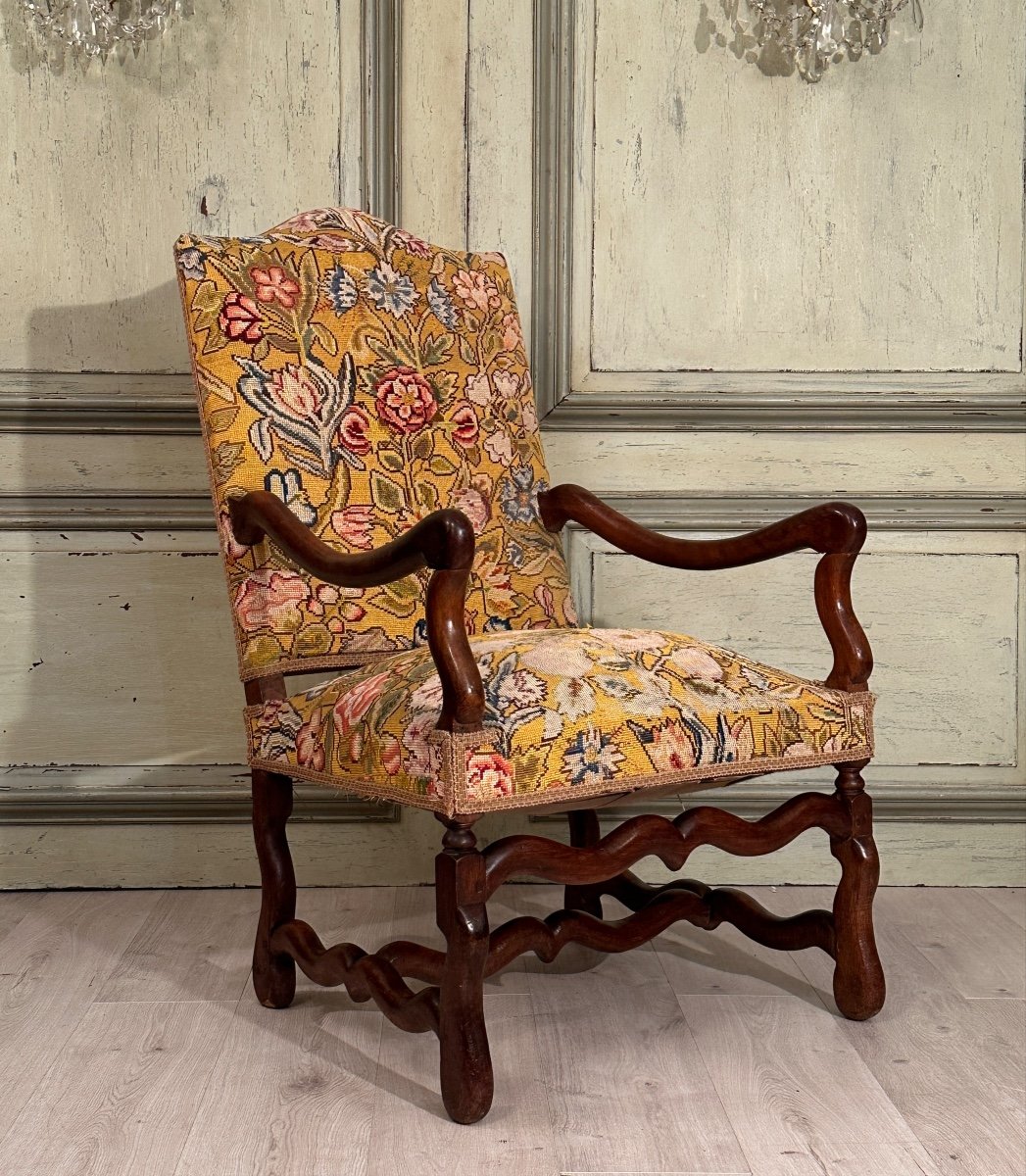 Fauteuil En Noyer d'Epoque Louis XIV XVIIème-photo-2