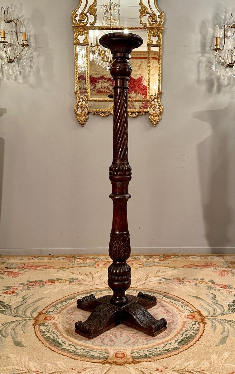 Pedestal Table Torchère Holder In Mahogany, 19th Century 