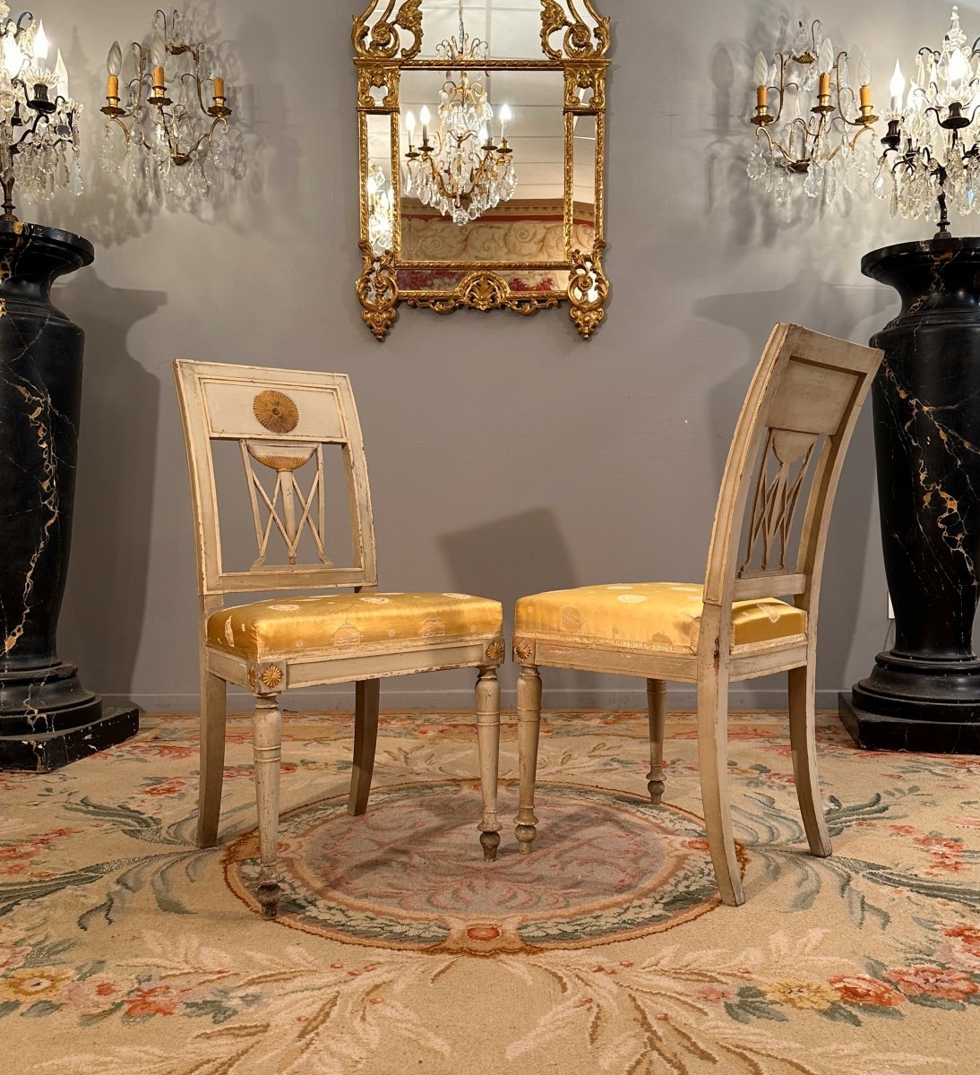 Pair Of Lacquered Wood Chairs From The Directoire Period Circa 1795-photo-1