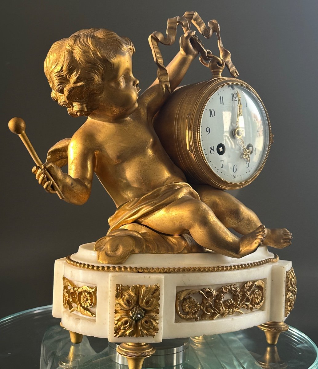 Pendule De Style Louis XVI Amour En Bronze Doré Epoque XIXème-photo-2