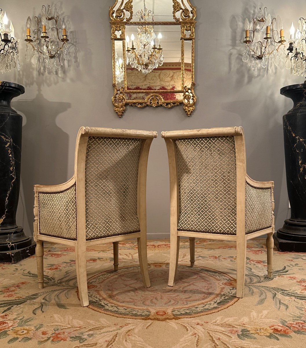 Pair Of Bergeres In Lacquered Wood From The Directoire Period Circa 1795-photo-4