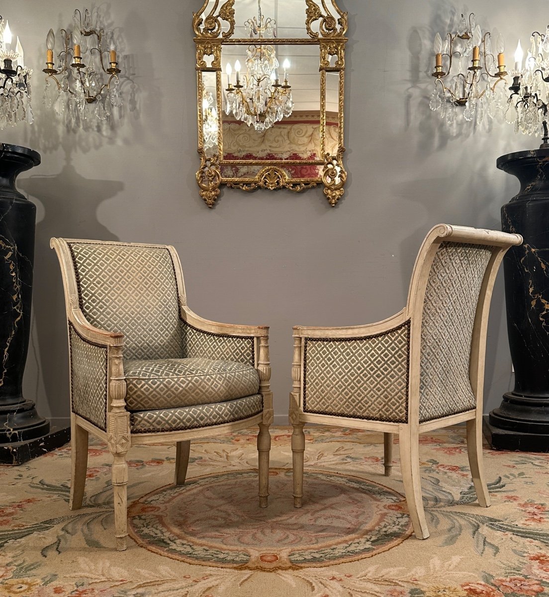Pair Of Bergeres In Lacquered Wood From The Directoire Period Circa 1795-photo-3