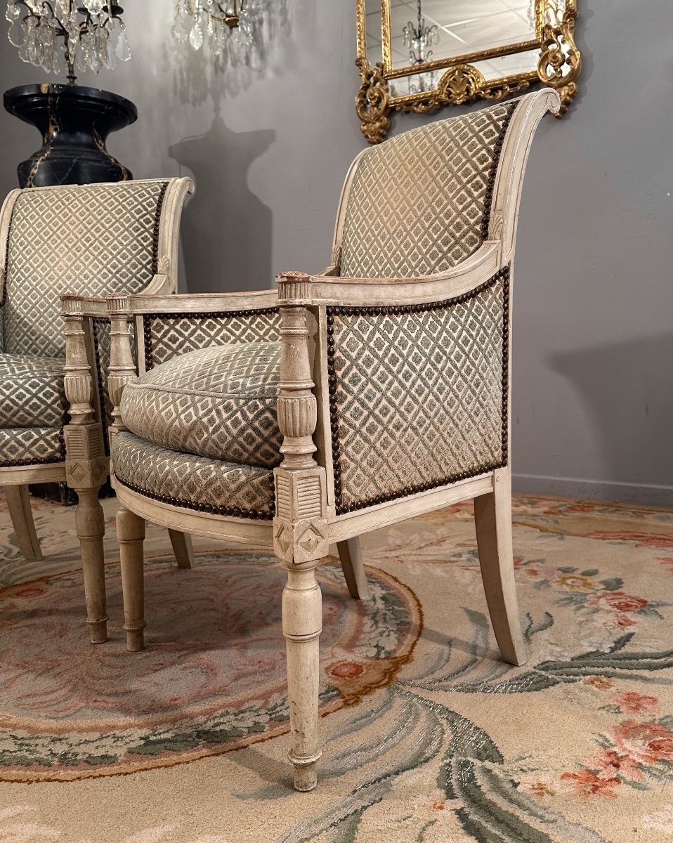 Pair Of Bergeres In Lacquered Wood From The Directoire Period Circa 1795-photo-4