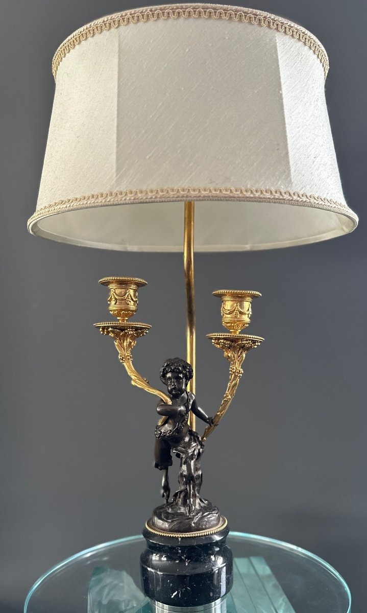 Chandelier Pied De Lampe Satyr En Bronze de Style Louis XVI-photo-2