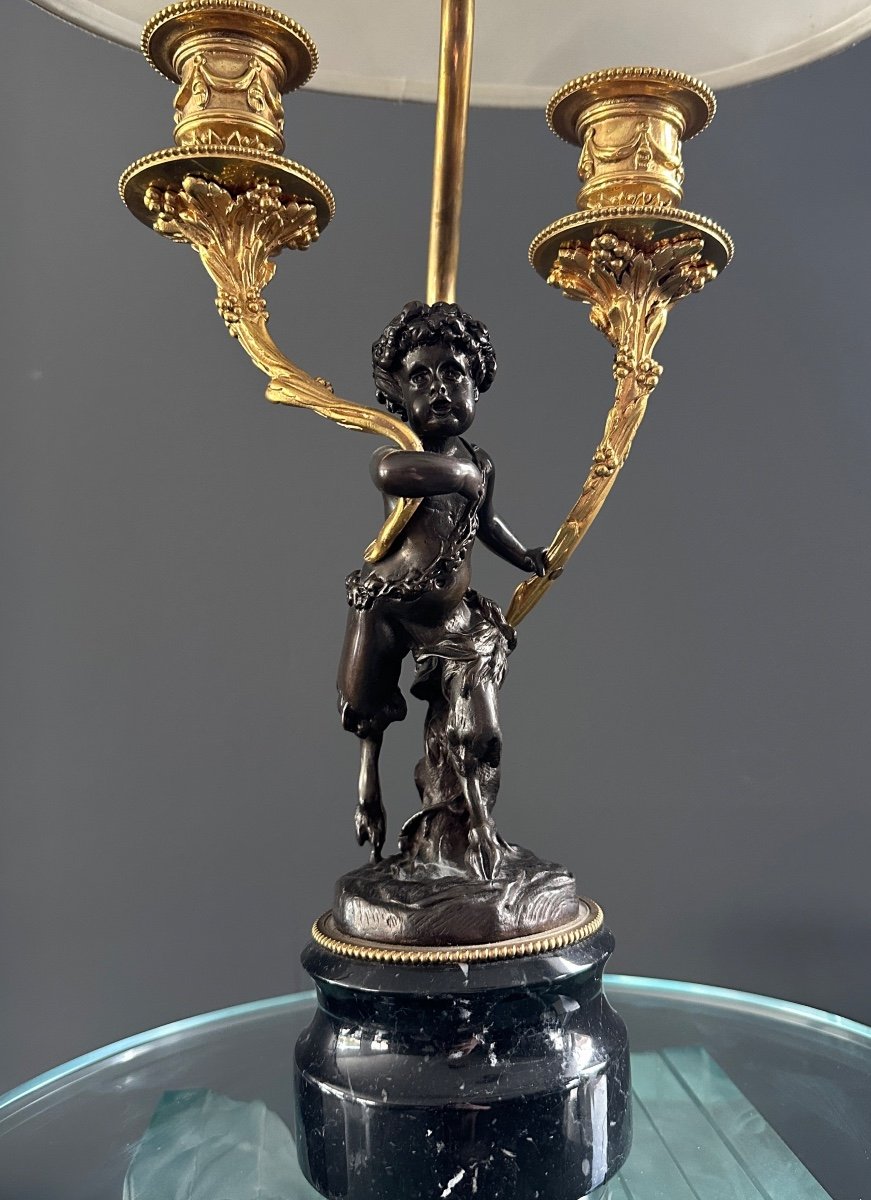 Chandelier Pied De Lampe Satyr En Bronze de Style Louis XVI-photo-3