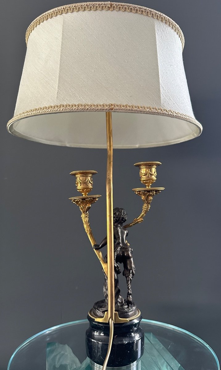 Chandelier Pied De Lampe Satyr En Bronze de Style Louis XVI-photo-1