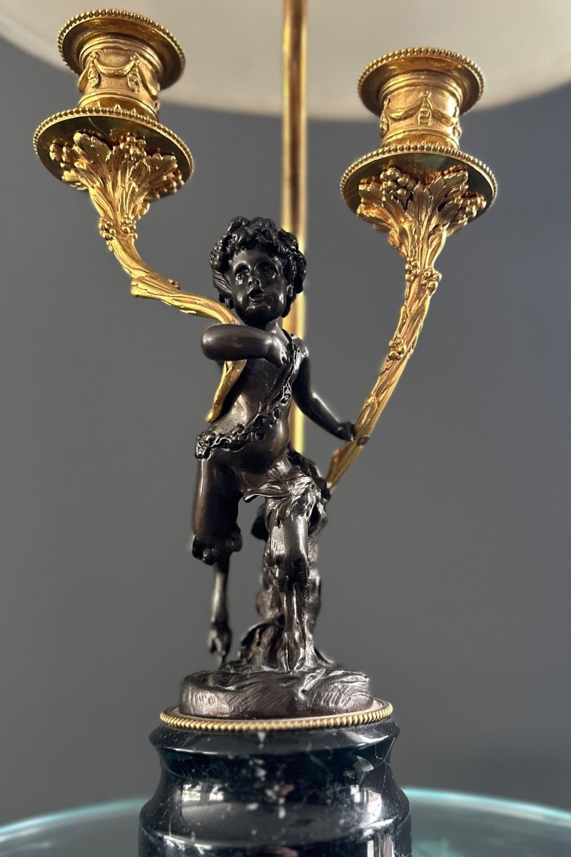 Chandelier Pied De Lampe Satyr En Bronze de Style Louis XVI-photo-2
