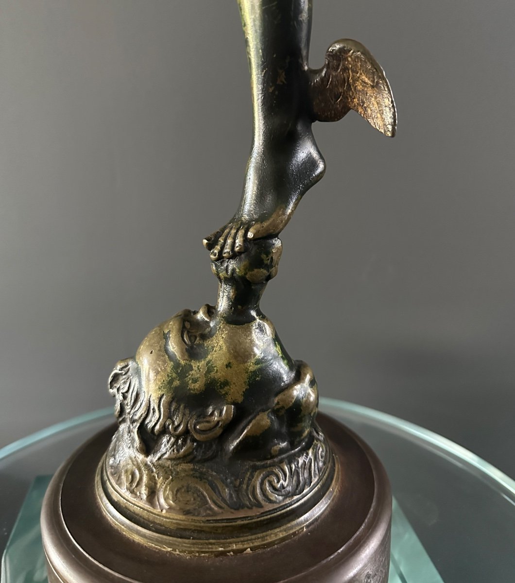 After Jean De Bologne, Mercury Sculpture In Bronze From The 19th Century-photo-4