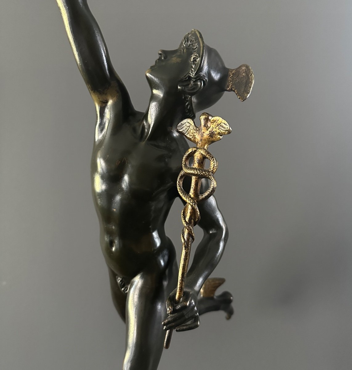 After Jean De Bologne, Mercury Sculpture In Bronze From The 19th Century