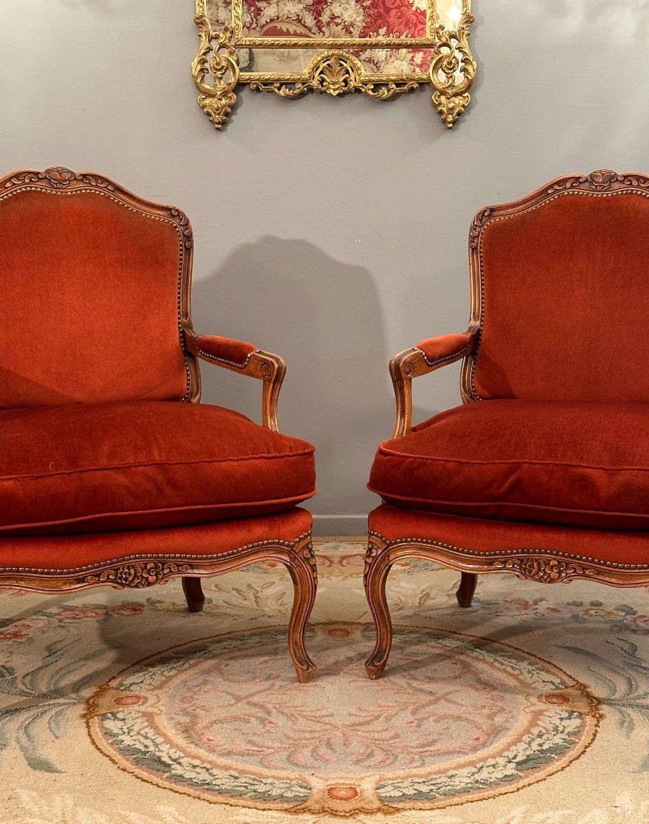 Large Paire De Fauteuils De Style Louis XV Vers 1900-photo-2