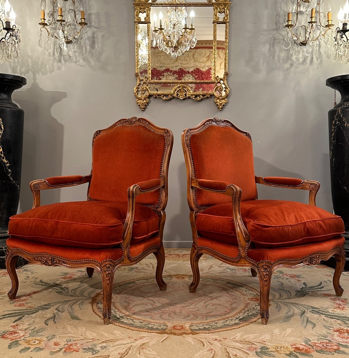 Large Paire De Fauteuils De Style Louis XV Vers 1900-photo-4