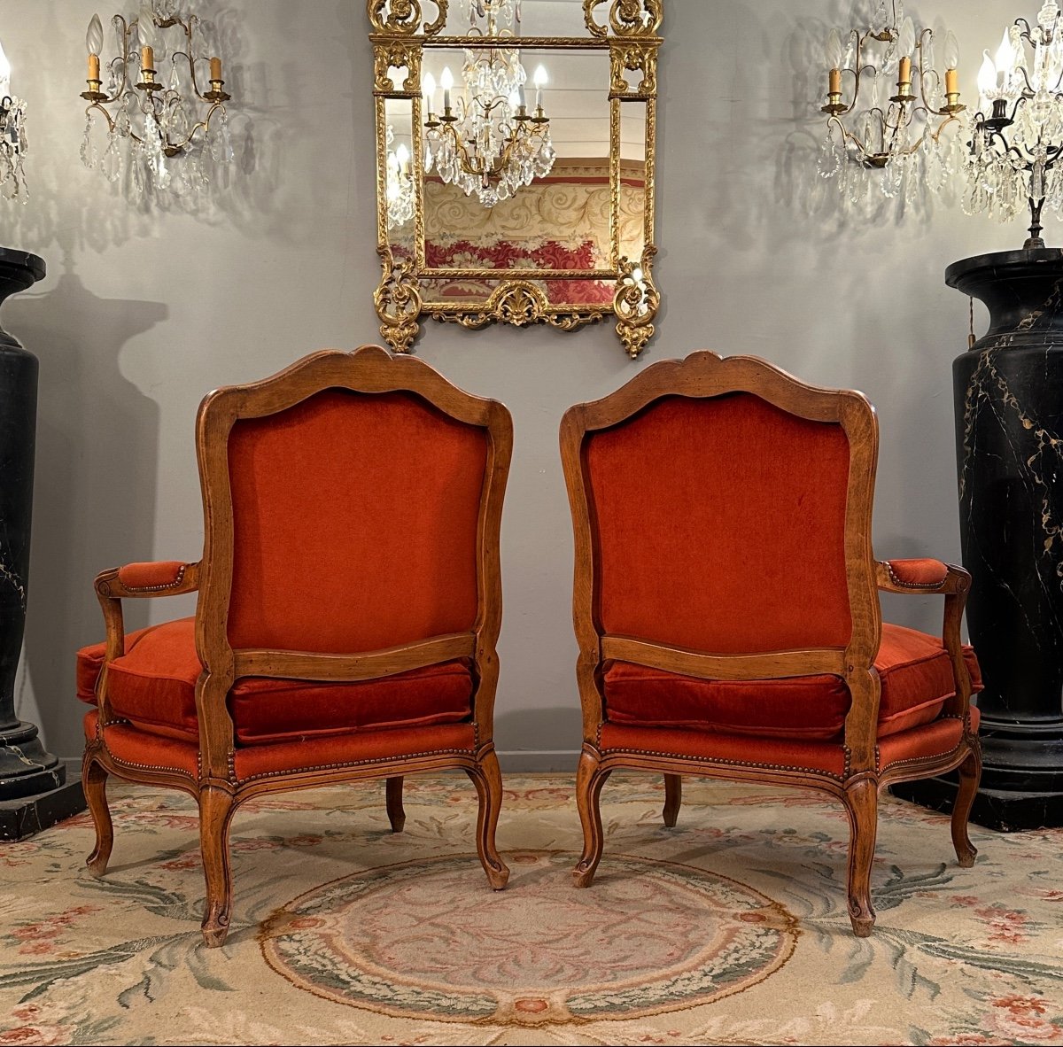 Large Paire De Fauteuils De Style Louis XV Vers 1900-photo-1