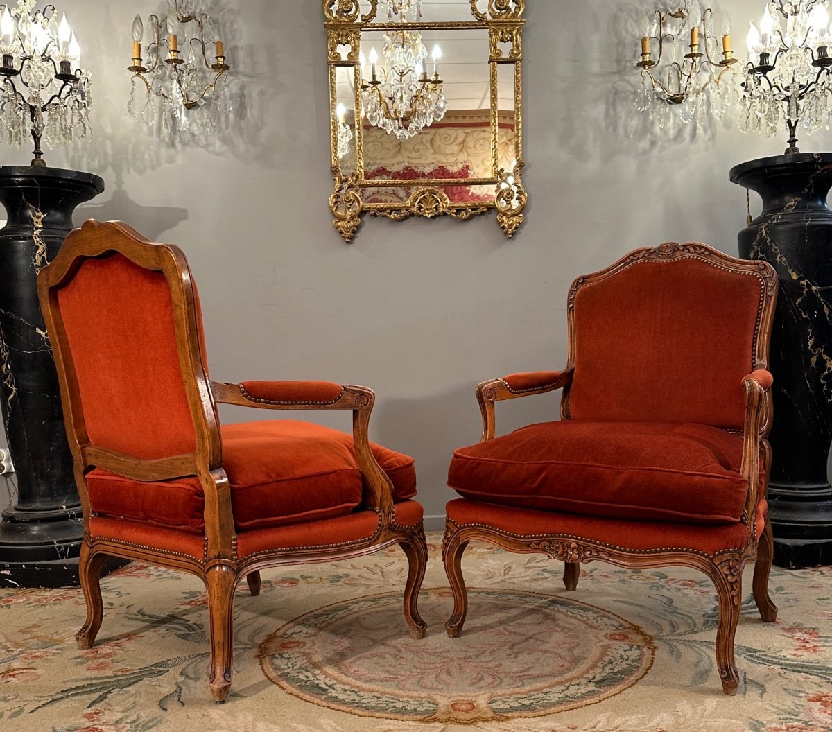 Large Paire De Fauteuils De Style Louis XV Vers 1900-photo-3