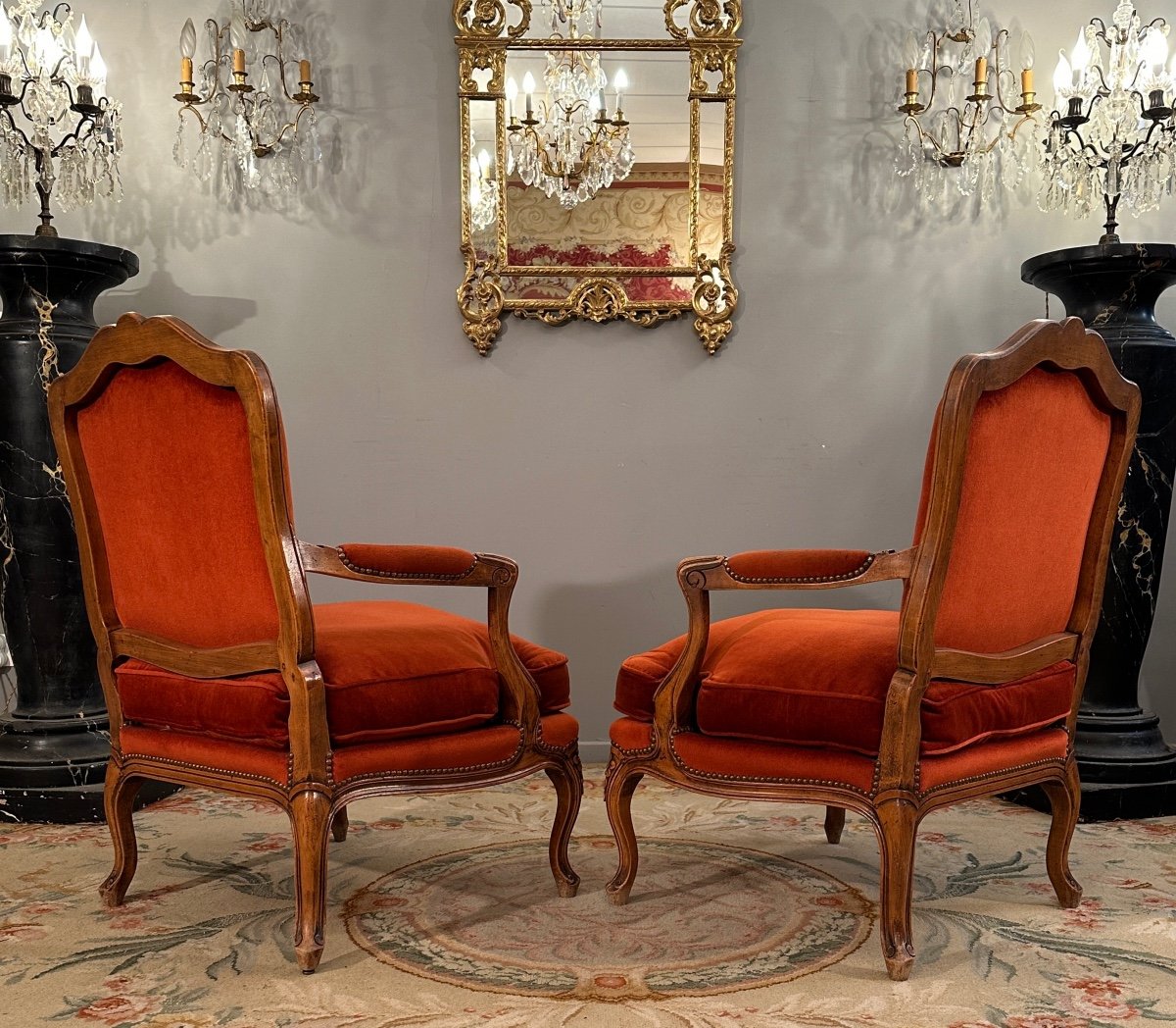 Large Paire De Fauteuils De Style Louis XV Vers 1900-photo-5
